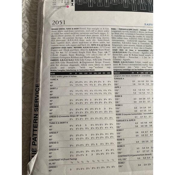 Vogue Misses Dress Sewing Pattern 2051 Sz 6 - 10 - Uncut - Picture 8 of 9